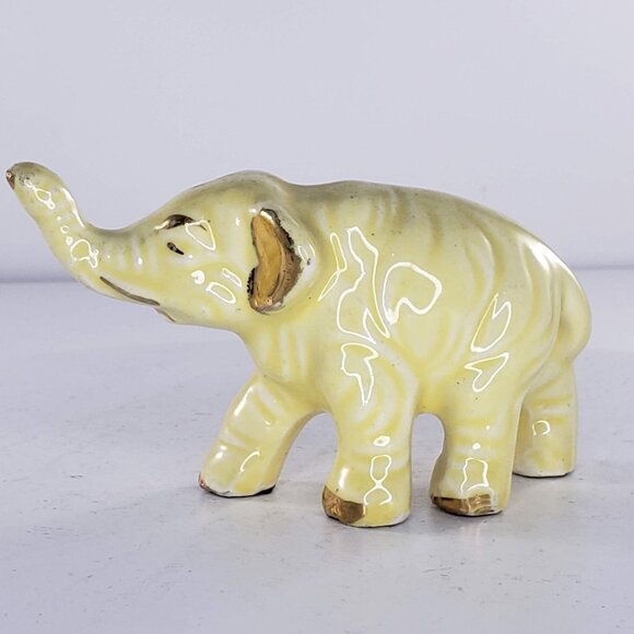 Vintage Elephant Yellow Gold Figurine - Picture 1 of 6